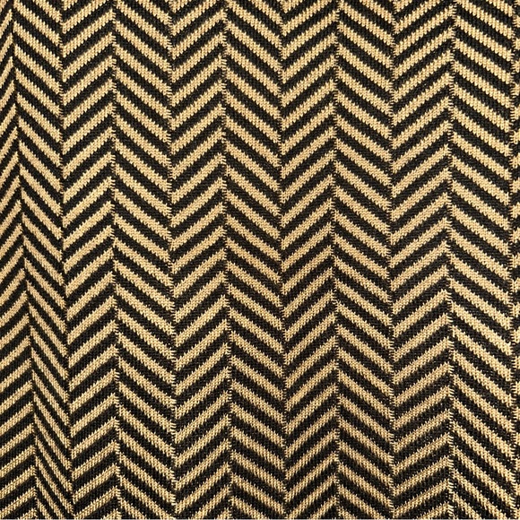 Calvin Klein Brown Black Chevron Sweater Gold Accents Mock Neck Size Large - Picture 9 of 10